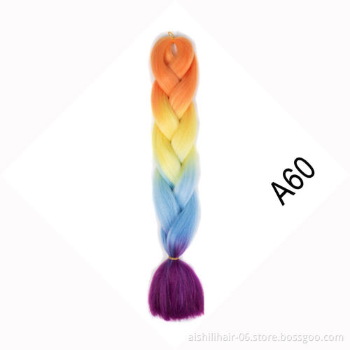 Four-Color Jumbo Braiding Hair 100g 24 Inches crochet Braid Hair Extension Synthetic Hair Wholesale